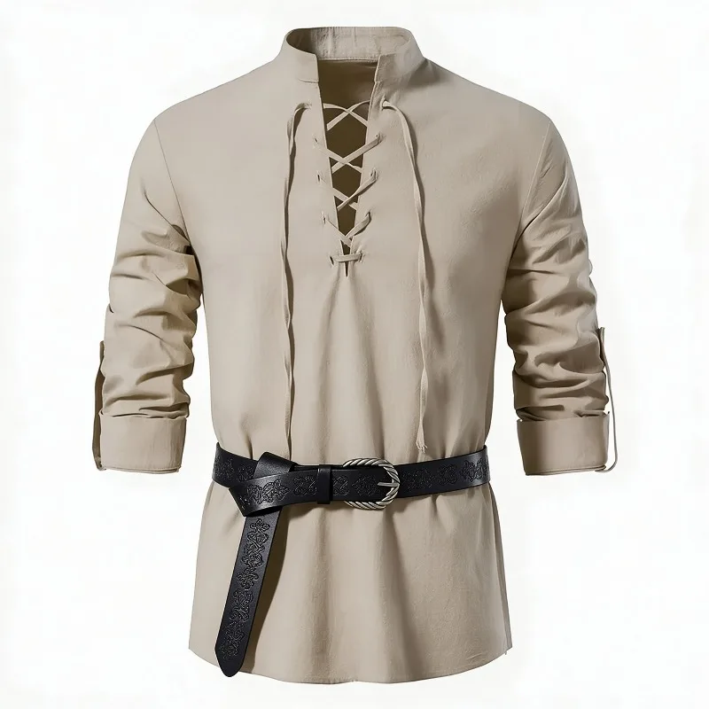 Heren Middeleeuws Viking Shirt - Medieval Gothic Lace Up Pirate Shirt recensie en prijs