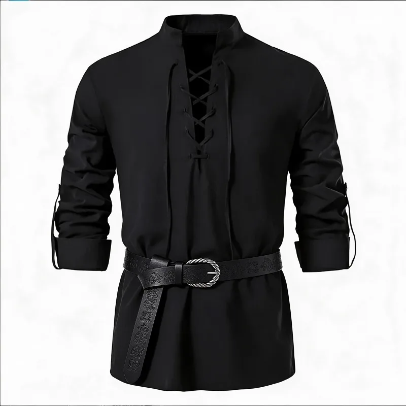 Heren Middeleeuws Viking Shirt - Medieval Gothic Lace Up Pirate Shirt recensie en prijs
