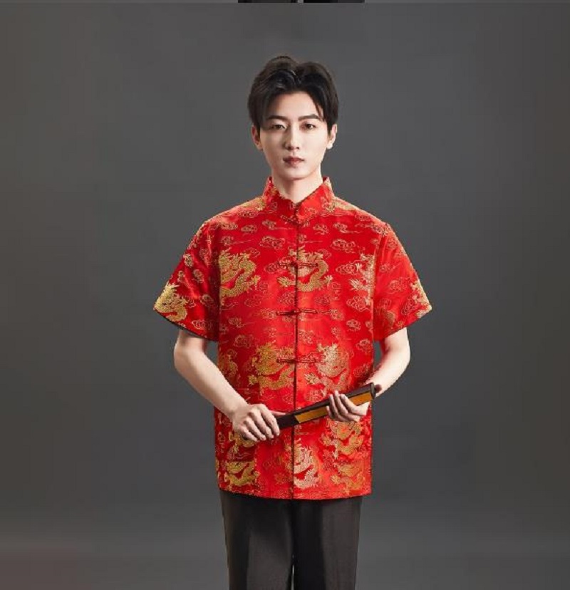 Nieuwe Chinese stijl geborduur - Mens Satin Silk Dress Shirt recensie en prijs