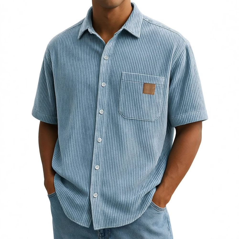 Corduroy herenshirt met korte  - Corduroy Button Up Shirt Men recensie en prijs